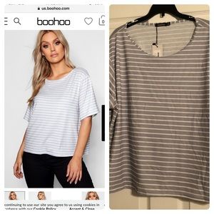 Boohoo Gray Striped Top